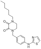 CAS#: 77917-94-3, 1-Hexyl-4-[[4-(1,3-Thiazol-2-Ylamino)Phenyl]Methyl]Piperazine-2,3-Dione