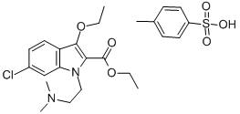 CAS 登录号：77941-23-2， 1-(beta-二甲基氨基乙基)-2-乙氧羰基-3-乙氧基-6-氯-吲哚-甲苯-4-磺酸酯