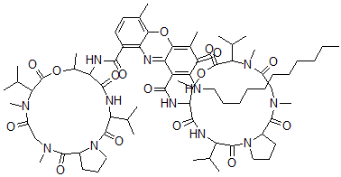 CAS#: 78542-40-2, 4,6-Dimethyl-3-Oxo-N,N'-Bis[7,11,14-Trimethyl-2,5,9,12,15-Pentaoxo-3,10-Di(Propan-2-Yl)-8-Oxa-1,4,11,14-Tetrazabicyclo[14.3.0]Nonadecan-6-Yl]-2-(Undecylamino)Phenoxazine-1,9-Dicarboxamide