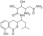 CAS 登录号：78654-44-1， 5-氨基-2,3-二羟基-N-[1-(8-羟基-1-氧代异色满-3-基)-3-甲基丁基]己烷二酰胺