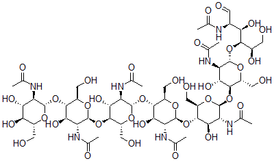 CAS#: 79127-58-5, N-[(2S,3R,4R,5S,6R)-5-[(2S,3R,4R,5S,6R)-3-Acetamido-5-[(2S,3R,4R,5S,6R)-3-Acetamido-5-[(2S,3R,4R,5S,6R)-3-Acetamido-4,5-Dihydroxy-6-(Hydroxymethyl)Oxan-2-Yl]Oxy-4-Hydroxy-6-(Hydroxymethyl)Oxan-2-Yl]Oxy-4-Hydroxy-6-(Hydroxymethyl)Oxan-2-Yl]Oxy-2-[(2R,3S,4R,5R,6S)-5-Acetamido-6-[(2R,3S,4R,5R,6S)-5-Acetamido-6-[(2R,3S,4R,5R)-5-Acetamido-1,2,4-Trihydroxy-6-Oxohexan-3-Yl]Oxy-4-Hydroxy-2-(Hydroxymethyl)Oxan-3-Yl]Oxy-4-Hydroxy-2-(Hydroxymethyl)Oxan-3-Yl]Oxy-4-Hydroxy-6-(Hydroxymethyl)Oxan-3-Yl]Acetamide