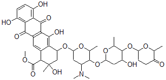 CAS#: 79217-17-7, Methyl 4-[4-Dimethylamino-5-[4-Hydroxy-6-Methyl-5-(6-Methyl-5-Oxooxan-2-Yl)Oxyoxan-2-Yl]Oxy-6-Methyloxan-2-Yl]Oxy-2,5,7,10-Tetrahydroxy-2-Methyl-6,11-Dioxo-3,4-Dihydro-1H-Tetracene-1-Carboxylate