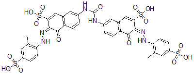 CAS 登录号：79255-95-1， (3E)-3-[(2-甲基-4-磺基苯基)亚肼基]-7-[[(6E)-6-[(2-甲基-4-磺基苯基)亚肼基]-5-氧代-7-磺基萘-2-基]氨基甲酰氨基]-4-氧代萘-2-磺酸