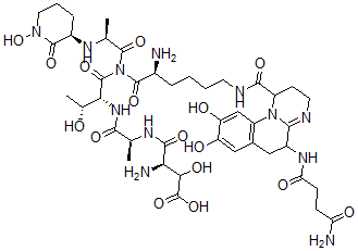 CAS#: 79438-64-5, (3R)-3-Amino-4-[[(2S)-1-[[(2R,3R)-1-[[(2S)-2-Amino-6-[[5-[(4-Amino-4-Oxobutanoyl)Amino]-8,9-Dihydroxy2,3,5,6-Tetrahydro-1H-Pyrimido[3,2-a]Quinoline-1-Carbonyl]Amino]Hexanoyl]-[(2S)-2-[[(3R)-1-Hydroxy-2-Oxopiperidin-3-Yl]Amino]Propanoyl]Amino]-3-Hydroxy-1-Oxobutan-2-Yl]Amino]-1-Oxopropan-2-Yl]Amino]-2-Hydroxy-4-Oxobutanoic Acid