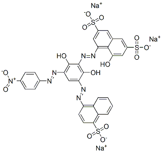CAS 登录号：81064-47-3， 4-[[2,6-二羟基-3-[(4-硝基苯基)偶氮]-5-[(4-磺酸基-1-萘基)偶氮]苯基]偶氮]-5-羟基萘-2,7-二磺酸三钠