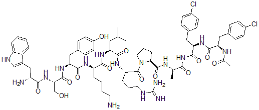 CAS 登录号：81608-50-6， 乙酰基(4-氯苯丙氨酰(1,2)-色氨酰(3)-酪氨酰(5)-赖氨酰(6)-丙氨酰(10))-促性腺激素释放激素
