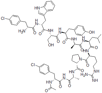 CAS 登录号：81608-55-1， N-乙酰基-(4-氯苯丙氨酰)(1)-(4-氯苯丙氨酰)(2)-色氨酰(3)-赖氨酰(6)-丙氨酰胺2(10)-黄体生成激素释放激素