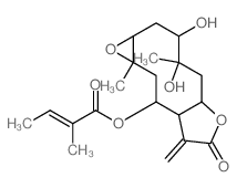 CAS 登录号：81686-17-1， (Z)-2-甲基-2-丁烯酸 (1aR,3S,4S,5aR,8aS,9R,10aR)-十二氢-3,4-二羟基-4,10a-二甲基-8-亚甲基-7-氧代环氧乙烷并[5,6]环癸并[1,2-b]呋喃-9-基酯