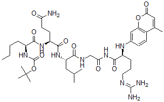 CAS 登录号：81943-91-1， 叔-丁基氧羰基-正亮氨酰-谷氨酰胺酰-亮氨酰-甘氨酰-精氨酸-7-氨基-4-甲基香豆素