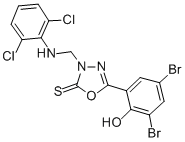 CAS#: 81963-79-3, 5-(3,5-Dibromo-2-hydroxyphenyl)-3-(((2,6-dichlorophenyl)amino)methyl)-1,3,4-Oxadiazole-2(3H)-thione