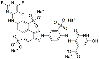 CAS 登录号：83400-20-8， 3-[[4-[7-[(5-氯-2,6-二氟-4-嘧啶基)氨基]-5,9-二磺基-2H-萘并[1,2-D]三唑-2-基]-2-磺基苯基]偶氮]-1,2-二氢-6-羟基-2-氧代异烟酸钠盐