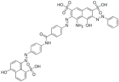 CAS 登录号：83863-54-1， 4-氨基-5-羟基-3-[[4-[[[4-[(4-羟基-8-磺基-1-萘基)偶氮]苯基]氨基]羰基]苯基]偶氮]-6-(苯基偶氮)萘-2,7-二磺酸