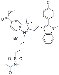 CAS#: 84100-41-4, 1-[4-[(Acetylamino)Sulphonyl]Butyl]-2-[2-[2-(4-Chlorophenyl)-1-Methyl-1H-Indol-3-Yl]Vinyl]-5-(Methoxycarbonyl)-3,3-Dimethyl-3H-Indolium Bromide