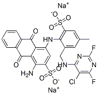 CAS#: 84100-74-3, Disodium 1-Amino-4-[[2-[[(5-Chloro-2,6-Difluoro-4-Pyrimidinyl)Amino]Methyl]-4-Methyl-6-Sulphonatophenyl]Amino]-9,10-Dihydro-9,10-Dioxoanthracene-2-Sulphonate