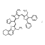 CAS 登录号：84254-90-0， 3-乙基-2-[(3-乙基-4,5-二苯基噻唑-2(3H)-亚基)甲基]-5-[2-(3-乙基-6,7,8,9-四氢萘并[2,1-d]噻唑-2(3H)-亚基)-1-(2-噻吩基)亚乙基]-4,5-二氢-4-氧代噻唑鎓碘化物