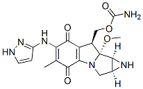 CAS 登录号：84397-45-5， (1aS,8S,8aR,8bS)-8-[[(氨基羰基)氧基]甲基]-1,1a,2,8,8a,8b-六氢-8a-甲氧基-5-甲基-6-(1H-吡唑-3-基氨基)氮丙啶并[2',3':3,4]吡咯并[1,2-a]吲哚-4,7-二酮