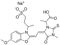 CAS#: 84434-25-3, Sodium alpha-Methyl 5-[[6-Methoxy-3-(4-Sulphonato-2-Butyl)Benzoxazol-2(3H)-Ylidene]Ethylidene]-3-Methyl-4-Oxo-2-Thioxoimidazolidin-1-Ylacetate