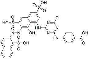 CAS 登录号：84434-59-3， 4-[[4-氯-6-[[8-羟基-3,6-二磺基-7-[(1-磺基-2-萘基)偶氮]-1-萘基]氨基]-1,3,5-三嗪-2-基]氨基]苯甲酸