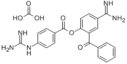 CAS 登录号：84436-15-7， 4-((氨基亚胺甲基)氨基)-苯甲酸 4-(氨基亚胺甲基)-2-苯甲酰基苯基酯碳酸盐 (1:1)