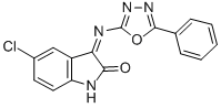 CAS 登录号：84640-85-7， 5-氯-3-(5-苯基-1,3,4-恶二唑-2-基亚胺)-2-吲哚啉酮