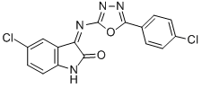 CAS 登录号：84640-87-9， 5-氯-3-(5-(P-氯苯基)-1,3,4-恶二唑-2-基亚胺)-2-吲哚啉酮