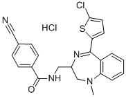 CAS 登录号：84671-58-9， N-((5-(5-氯-2-噻吩基)-2,3-二氢-1-甲基-1H-1,4-苯并二氮杂卓-2-基)甲基)-4-氰基-苯甲酰胺单盐酸盐