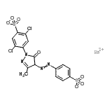 CAS 登录号：84681-81-2， 钡2,5-二氯-4-{3-甲基-5-氧代-4-[(4-磺酸苯基)偶氮]-4,5-二氢-1H-吡唑-1-基}苯磺酸酯