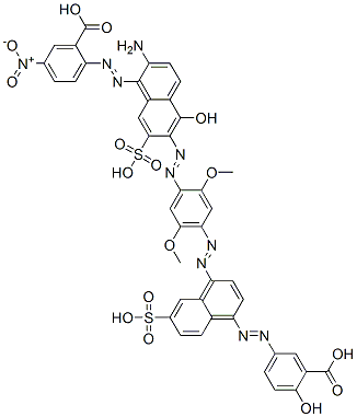 CAS 登录号：84963-15-5， 2-[[2-氨基-6-[[4-[[4-[(3-羧基-4-羟基苯基)偶氮]-7-磺基-1-萘基]偶氮]-2,5-二甲氧基苯基]偶氮]-5-羟基-7-磺基-1-萘基]偶氮]-5-硝基苯甲酸