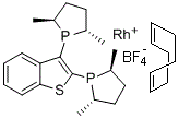 CAS 登录号：849920-73-6， 2,3-二[(2S,5S)-2,5-二甲基磷杂环戊烷基]苯并[b]噻吩环辛二烯铑(I)四氟硼酸盐络合物
