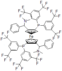 CAS#: 849925-10-6, (1S,1'S)-1,1'-Bis[bis[3,5-bis(trifluoromethyl)phenyl]phosphino]-2,2'-bis[(S)-(dimethylamino)phenylmethyl]-Ferrocene