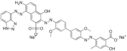 CAS#: 85153-20-4, Disodium 5-[[4'-[[6-Amino-5-(1H-Benzotriazol-4-Ylazo)-1-Hydroxy-3-Sulphonato-2-Naphthyl]Azo]-3,3'-Dimethoxy[1,1'-Biphenyl]-4-Yl]Azo]-4-Methylsalicylate