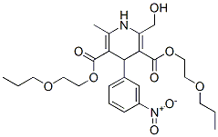 CAS 登录号:85387-12-8, 二(2-丙氧乙基) 2-(羟基甲基)-6-甲基-4-(3-硝基苯基)-1,4-二氢吡啶-3,5-二羧酸酯