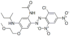 CAS 登录号：85605-01-2， N-[2-[(2-氯-4,6-二硝基苯基)偶氮]-4-(2-甲氧基乙氧基)-5-[(1-甲基丙基)氨基]苯基]乙酰胺