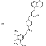CAS 登录号：86580-11-2， (2E)-1-{4-[3-(2,3-二氢-1,4-苯并二氧杂环己-5-基氧基)-2-(羟基甲基)丙基]-1-哌嗪基}-3-(3,4,5-三甲氧基苯基)-2-丙烯-1-酮盐酸盐(1:1)