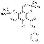 CAS 登录号：89354-00-7， (2E)-1-(5-羟基-2,2,8,8-四甲基-2H,8H-吡喃并[2,3-f]苯并吡喃-6-基)-3-苯基-2-丙烯-1-酮