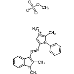CAS 登录号：89923-54-6， 5-[(E)-(1,2-二甲基-1H-吲哚-3-基)偶氮]-2,3-二甲基-1-苯基-1H-咪唑-3-鎓甲基硫酸盐