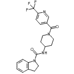 CAS#: 909661-27-4, N-(1-{[6-(Trifluoromethyl)-3-pyridinyl]carbonyl}-4-piperidinyl)-1-indolinecarboxamide