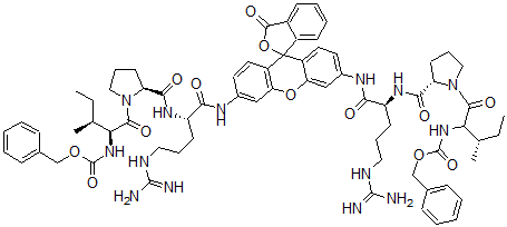 CAS 登录号:91847-26-6, 双(苄氧羰基异亮氨酰-丙基-精氨酰胺)若丹明
