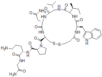 CAS 登录号：92407-79-9， 1-去氨基-2-色氨酰-4-缬氨酰-8-鸟氨酰-后叶催产素