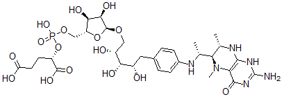 CAS 登录号：92481-97-5， 1-(4-{[1-(2-氨基-5,7-二甲基-4-氧代-1,4,5,6,7,8-六氢蝶啶-6-基)乙基]氨基}苯基)-1-脱氧-5-O-{5-O-[(1,3-二羧基丙氧基)(羟基)磷酰]呋喃戊糖基}戊糖醇
