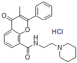 CAS 登录号：92606-82-1， 3-甲基-4-氧代-2-苯基-N-(2-(1-哌啶基)乙基)-4H-1-苯并吡喃-8-甲酰胺盐酸盐