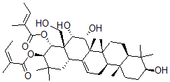 CAS 登录号：92948-00-0， 21,22-二-O-当归酰基-R1-玉蕊醇