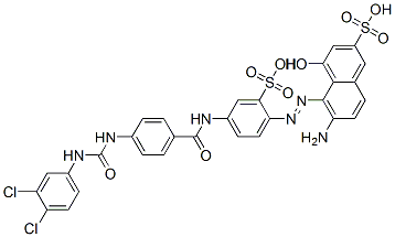CAS 登录号：93857-74-0， 6-氨基-5-[[4-[[4-[[[(3,4-二氯苯基)氨基]羰基]氨基]苯甲酰基]氨基]-2-磺基苯基]偶氮]-4-羟基萘-2-磺酸