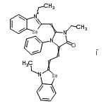 CAS#: 93964-28-4, 3-Ethyl-2-({1-ethyl-4-[2-(3-ethyl-1,3-benzoselenazol-2(3H)-ylidene)ethylidene]-5-oxo-3-phenyl-2-imidazolidinylidene}methyl)-1,3-benzoselenazol-3-ium iodide