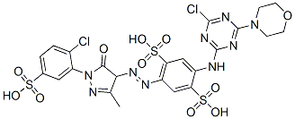 CAS 登录号：93965-05-0， 2-[[4-氯-6-(4-吗啉基)-1,3,5-三嗪-2-基]氨基]-5-[2-[1-(2-氯-5-磺基苯基)-4,5-二氢-3-甲基-5-氧代-1H-吡唑-4-基]偶氮]-1,4-苯二磺酸