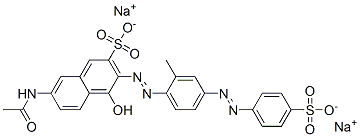 CAS 登录号：94023-14-0， 7-(乙酰氨基)-4-羟基-3-[2-[2-甲基-4-[2-(4-磺基苯基)偶氮]苯基]偶氮]-2-萘磺酸钠盐(1:2)
