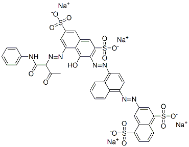 CAS 登录号：94134-51-7， 3-((4-((8-((1-((苯胺基)羰基)-2-氧代丙基)偶氮)-1-羟基-3,6-二磺酸基-2-萘基)偶氮)萘基)偶氮)萘-1,5-二磺酸四钠盐