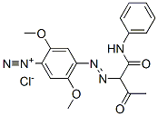 CAS 登录号：94230-90-7， 2,5-二甲氧基-4-[[2-氧代-1-[(苯基氨基)羰基]丙基]偶氮]重氮苯氯化物