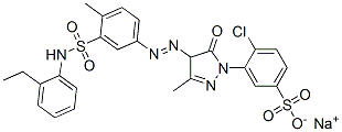 CAS 登录号：94278-14-5， 4-氯-3-[4-[[3-[[(2-乙基苯基)氨基]磺酰基]-对甲苯基]偶氮]-4,5-二氢-3-甲基-5-氧代-1H-吡唑-1-基]苯磺酸钠