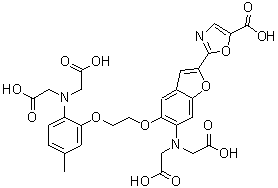 CAS 登录号：96314-98-6， 2-[6-(双(羧甲基)氨基)-5-[2-[2-(双(羧甲基)氨基)-5-甲基苯氧基]乙氧基]-1-苯并呋喃-2-基]-1,3-恶唑-5-羧酸